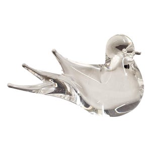 Vintage V. Nason Murano Art Glass Bird Paperweight Figurine Clear 4.5&quot;