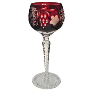 Nachtmann Ruby Cut to Clear Wine Glass: German Lead Crystal Stemware