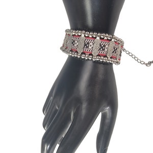 Vintage Boho Fabric & Metal Bracelet: Tribal Y2K Jewelry
