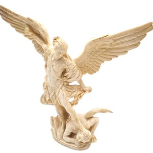 A. Santini St Michael Archangel Sculpture Italy Resin Statue Slaying Satan 15&quot; Religious Décor