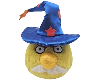 2011 Angry Birds Yellow Chuck Wizard Hat Plush – No Sound – Commonwealth Collectible Soft Toy 8&quot; Nostalgic Gamer Gift