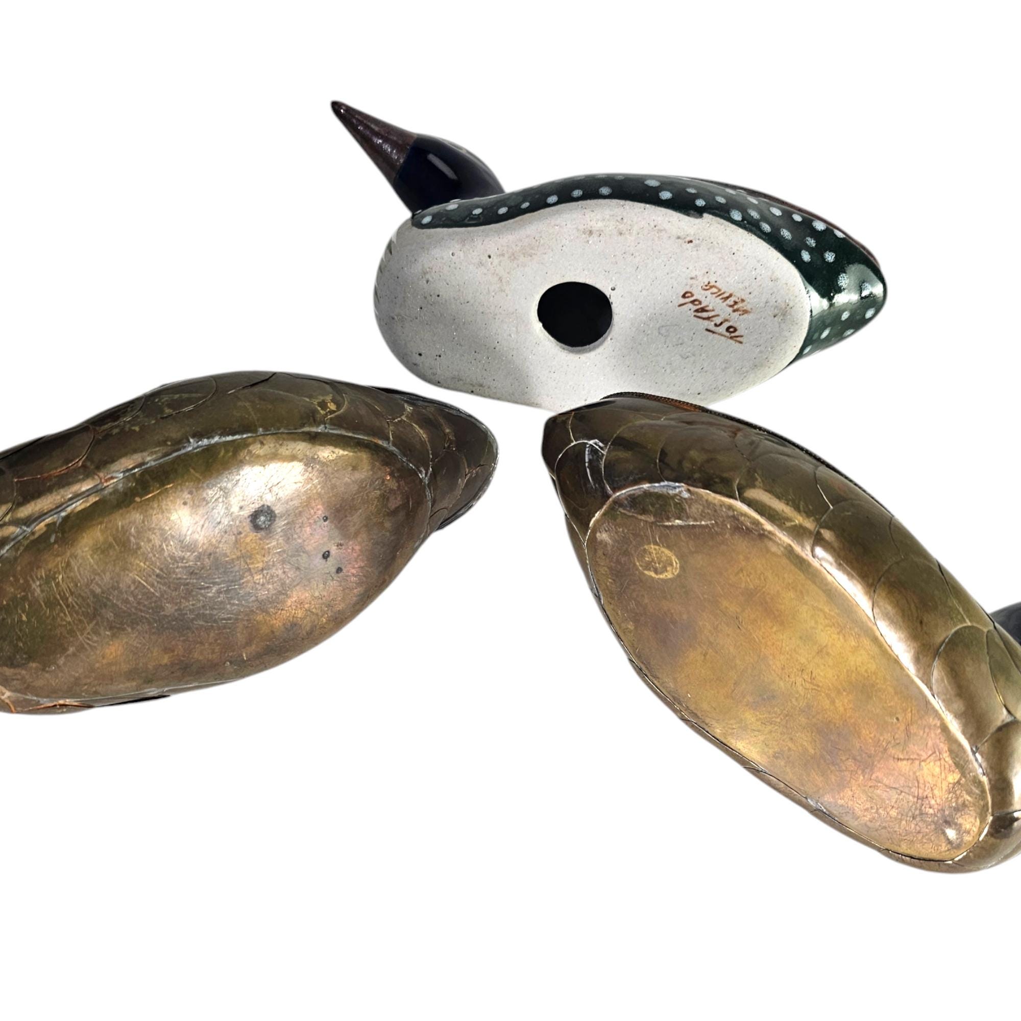 ヴィンテージ トナラ 真鍮製 アヒルの置物 タラベラ メキシコ民芸品 3