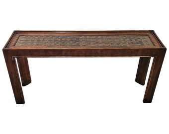 Drexel Heritage Table, Console Table, Woodbriar Collection Parsons Style Campaign Console Sofa