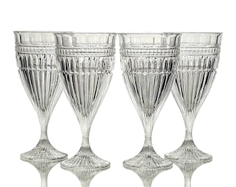 Mikasa Iced Tea Glass, Titan Pattern Crystal Glass, Iced Tea Glasses, Water Glasses, Set of 4 Glasses