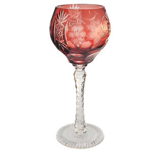 Nachtmann Rose Cut to Clear Wine Glass: German Lead Crystal Stemware