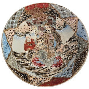 Antique Satsuma Bowl: Meiji Period Japanese Porcelain, Yasuda Co. (9.75&quot;)