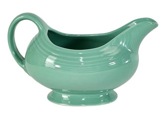 Vintage Fiesta Gravy Boat, Gravy Bowl, Fiesta Pitcher, Green Turquoise Bowl, Ceramic Gravy Boat