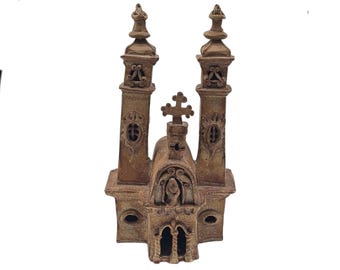 Vintage Peruvian Mission Church,clay Church,clay Mission,red