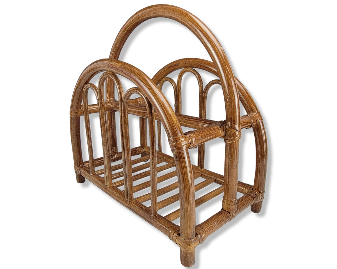 Vintage Bamboo Magazine Rack, Petite Bent Rattan, Boho Style - Etsy