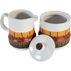 Vintage Casual Ceramics, Stoneware Galaxy Creamer, Galaxy 8007 Cream & Sugar 4 " 1960's Pair