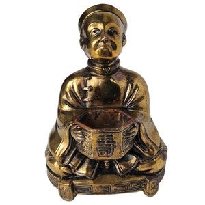 Antique Incense Burner,  Gilt Chinese Incenser, Oriental Man Figural, Brass Incense Burner Brass