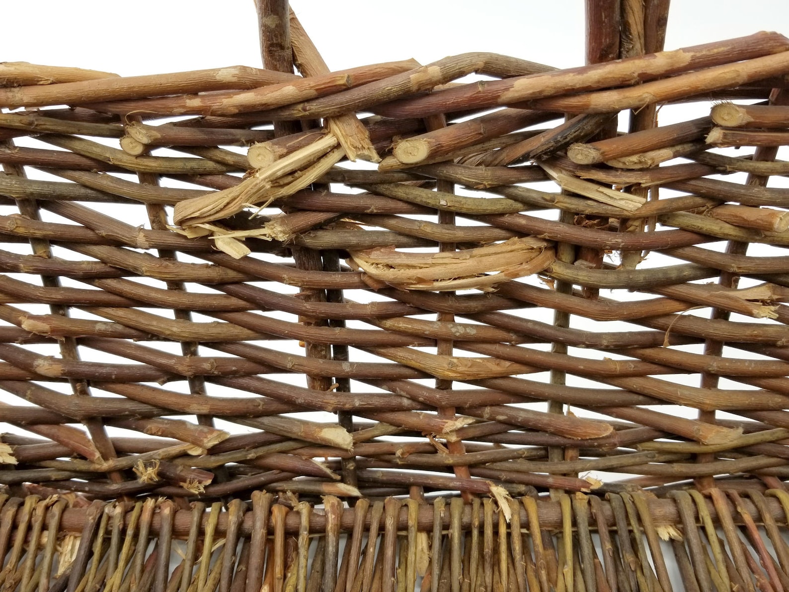 Willow Basket Woven Branch Twig Basket Primitive Rustic Etsy