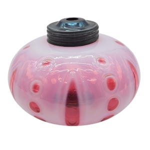 Vintage Fenton Cranberry Coin Dot Opalescent Lamp Font Globe – GWTW Central Insert with Black Collar, Rare Replacement Glass