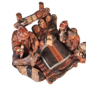 Peruvian Rustic Handmade Nativity Creche Manger Terra Cotta 4.5 &quot;