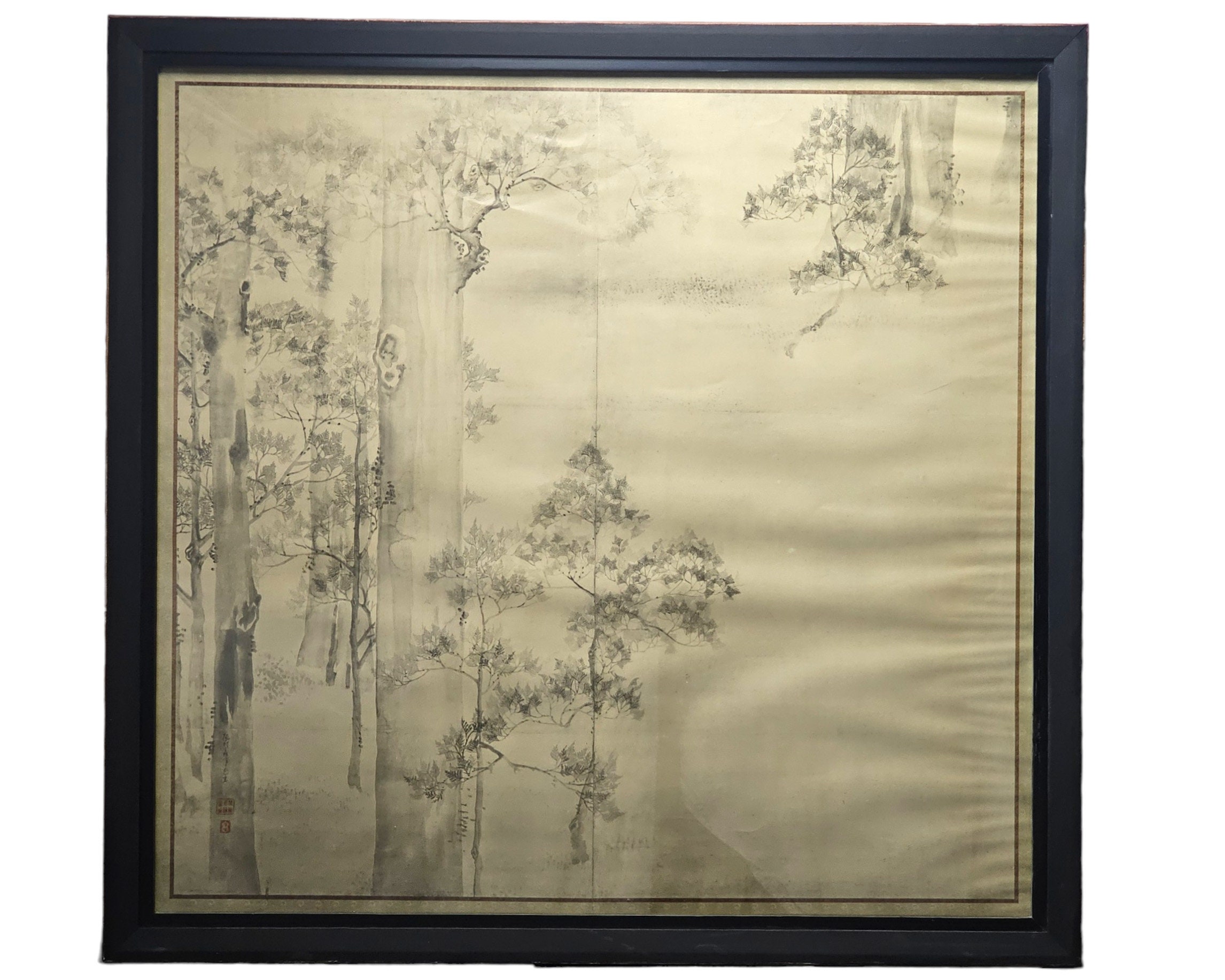 【お買得】 Print, Koson Ikeda Print, Cypresses Japanese Print Framed 絵画
