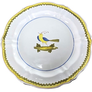 Vintage Cantagalli Italian Majolica Platter: Hand-Painted Yellow Bird Tuscan Decor