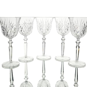 Kielichy do wody z kryształkami Gorham w stylu vintage z palisandru – zestaw 5 sztuk, 8,25 cala