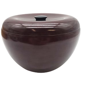 Japanese Lacquered Rice Bowl with Lid Maroon Urushiware Import with Original Box 8&quot; Traditional Lacquer Art