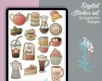 Digitale stickers, digitale pinnen Digitale planner-stickers, digitale badge-stickers