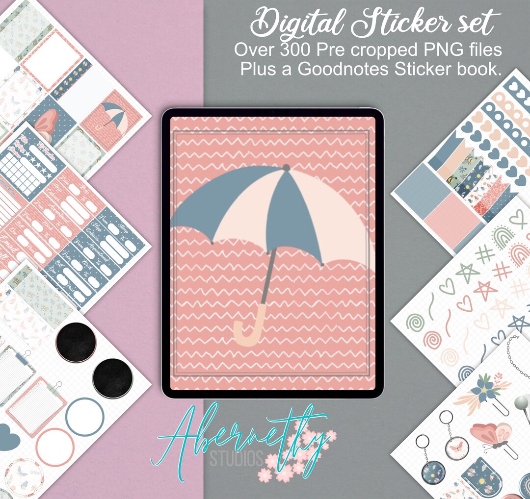 Digital Stickers, Spring Digital Planner Stickers, iPad Stickers