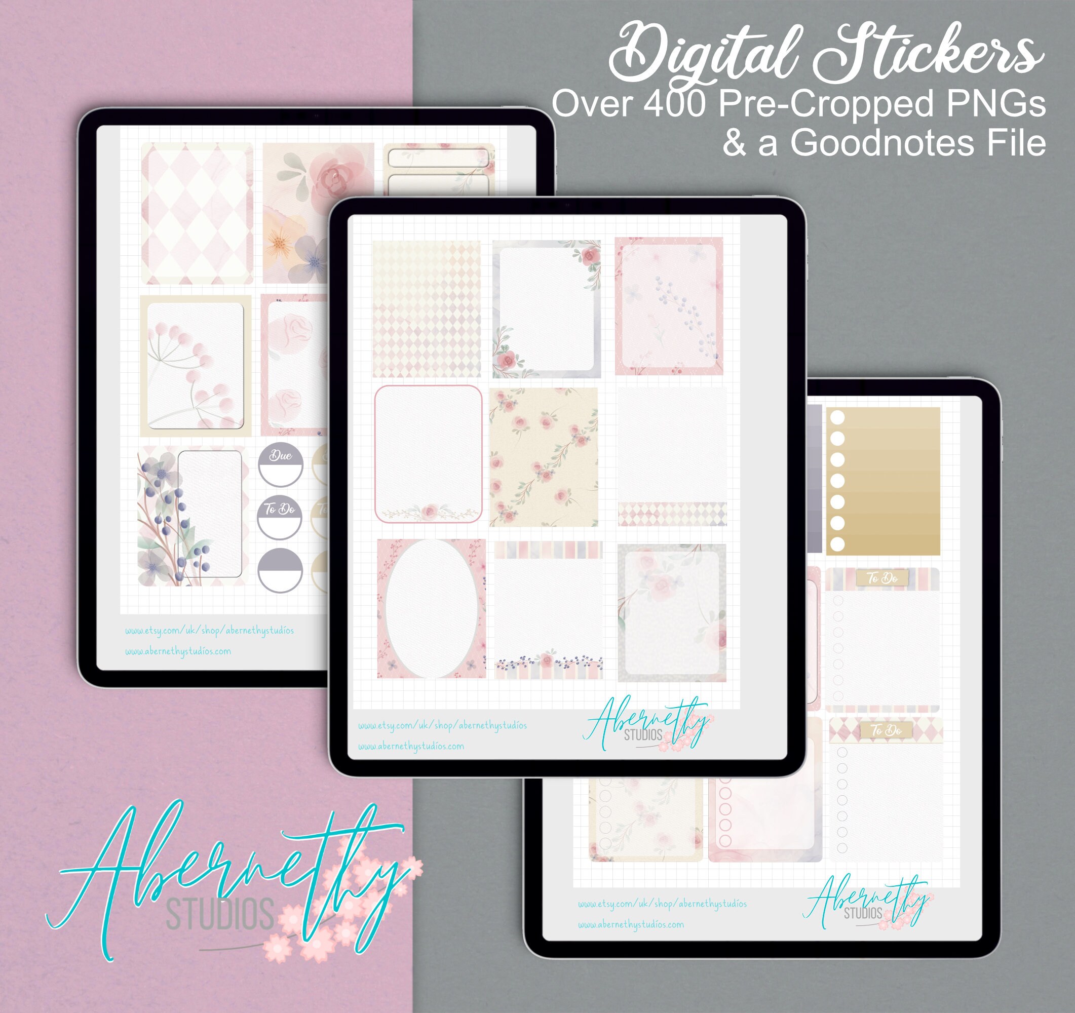 Digital Stickers, Goodnotes Stickers, Planner Stickers, Floral Stickers