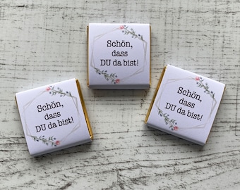 Cadeau invité de mariage | Tablettes de chocolat au chocolat | C'est bien que tu sois là ! | Motif souhaité