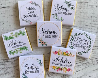 Gastgeschenk Geburtstag | Schokolade Schokotäfelchen | Schön, dass Du da bist!
