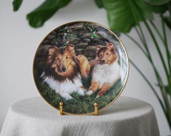 Danbury Mint Collector Plate, Leisure Time by Edward Aldrich, Shetland Sheepdog, Limited Edition, Decorative Wall or Cabinet Plate