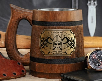 Berserk Viking Mug, Warrior Custom gift, Berserker Nordic Tankard, Ragnar Viking Axe Stein, Boyfriend Xmas gift