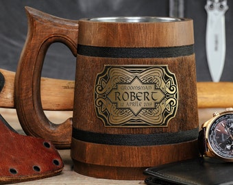 Personalized Celtic Knot Wooden Tankard Groomsmen Gift, Wedding favor, Anniversary, Best Man, Dad, Grandad Wedding gift