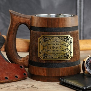 Celtic Brides Man Gift Mug, Personalized Groomsmen Gifts, Handcrafted Best Man Engraved Wooden Stein