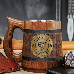 Erin go Bragh, Ireland Forever, Irish wooden mug, Irish gifts, Gift for him, Birthday tankard, St Patrick&#39;s day gift