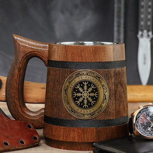 Viking runes compass custom mug, Road to Valhalla warrior tankard, Viking beer stein, Boyfriend Secret Santa gifts