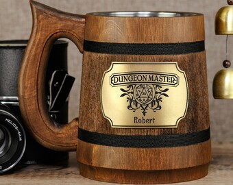 Personalized Dungeon Master gift, Dungeons and Dragons Mug, D&D Engraved Stein, Dice 20