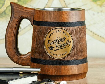 Fucking Finally Graduation Gift, Graduation Memory beer mug, Congrats Grad for Him, Class of 2024