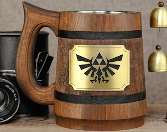 The Legend Of Zelda Beer Stein, Triforce Gamer Gift, Zelda Mug Gamer Gifts Ideas, Geek Custom Gift, Boyfriend Gamer Tankard