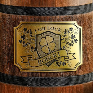 Personalized Shamrock Wooden Beer Mug, Irish Gift With engrave plaque