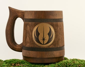Star Wars Mug, Jedi Logo Wooden Beer Stein, Best Star Wars Gift, Men Star Wars Gifts Ideas, Xmas gift