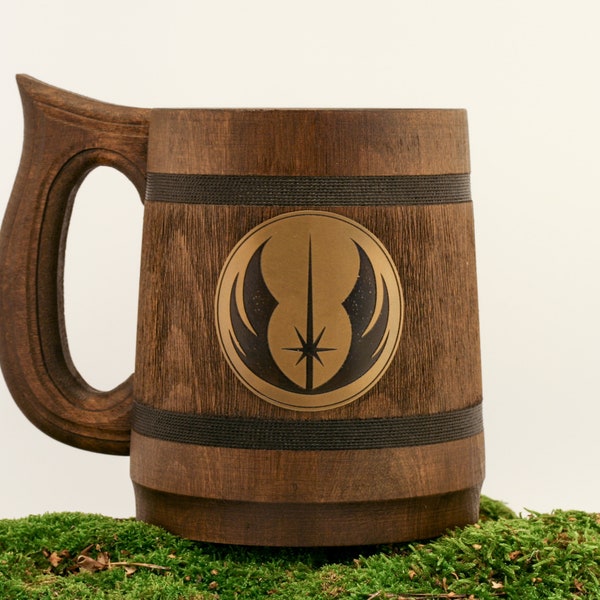 Star Wars Mug, Jedi Logo Wooden Beer Stein, Best Star Wars Gift, Men Star Wars Gifts Ideas, Xmas gift