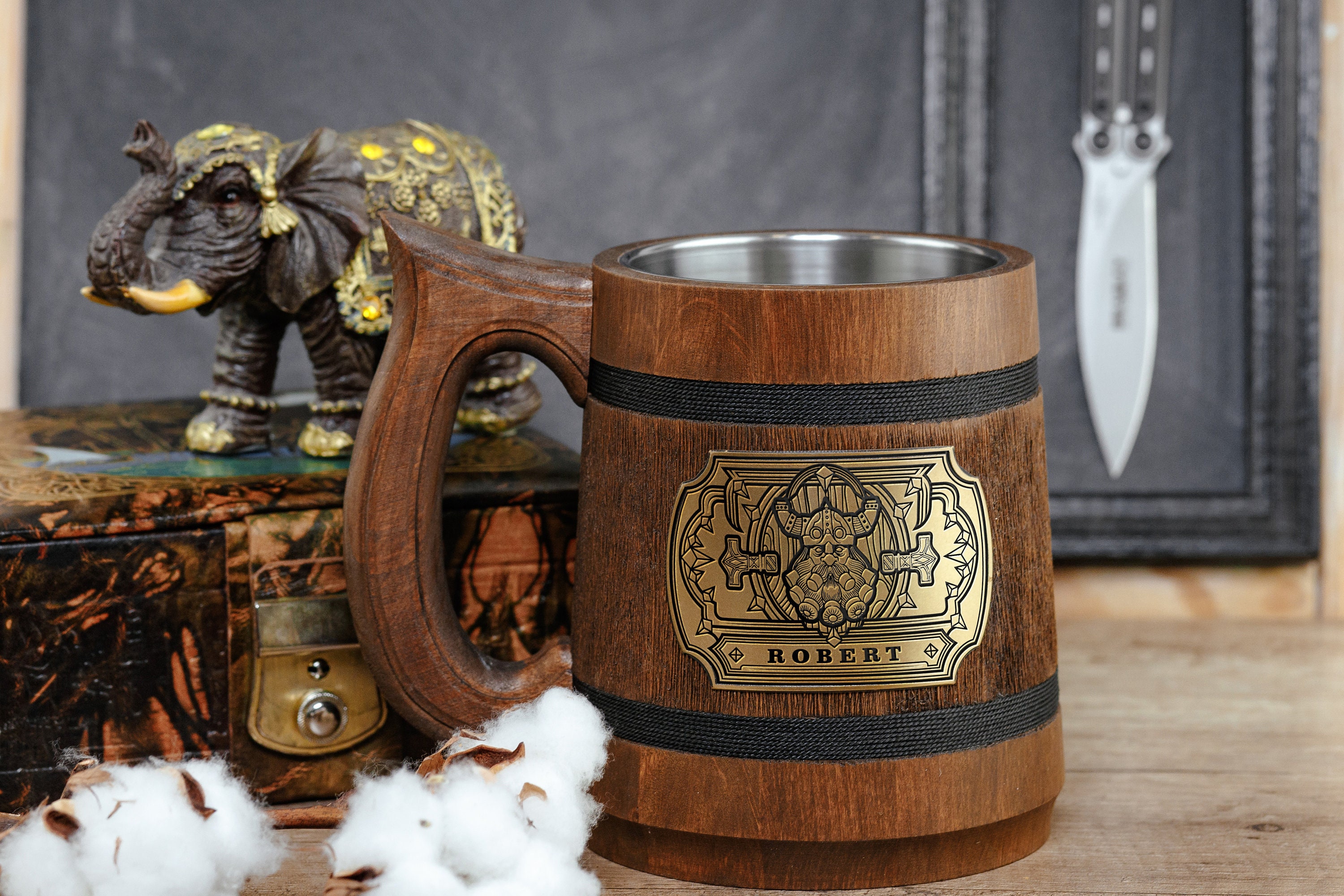 World of Warcraft Dwarf wooden mug Personalized Alliance Etsy.de
