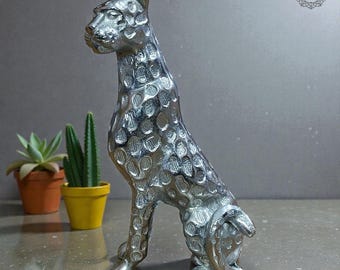 Sitting Leopard Sculpture for Home Decor Figurine