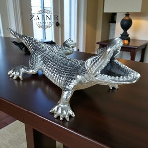 Silver Alligator Statue - Etsy
