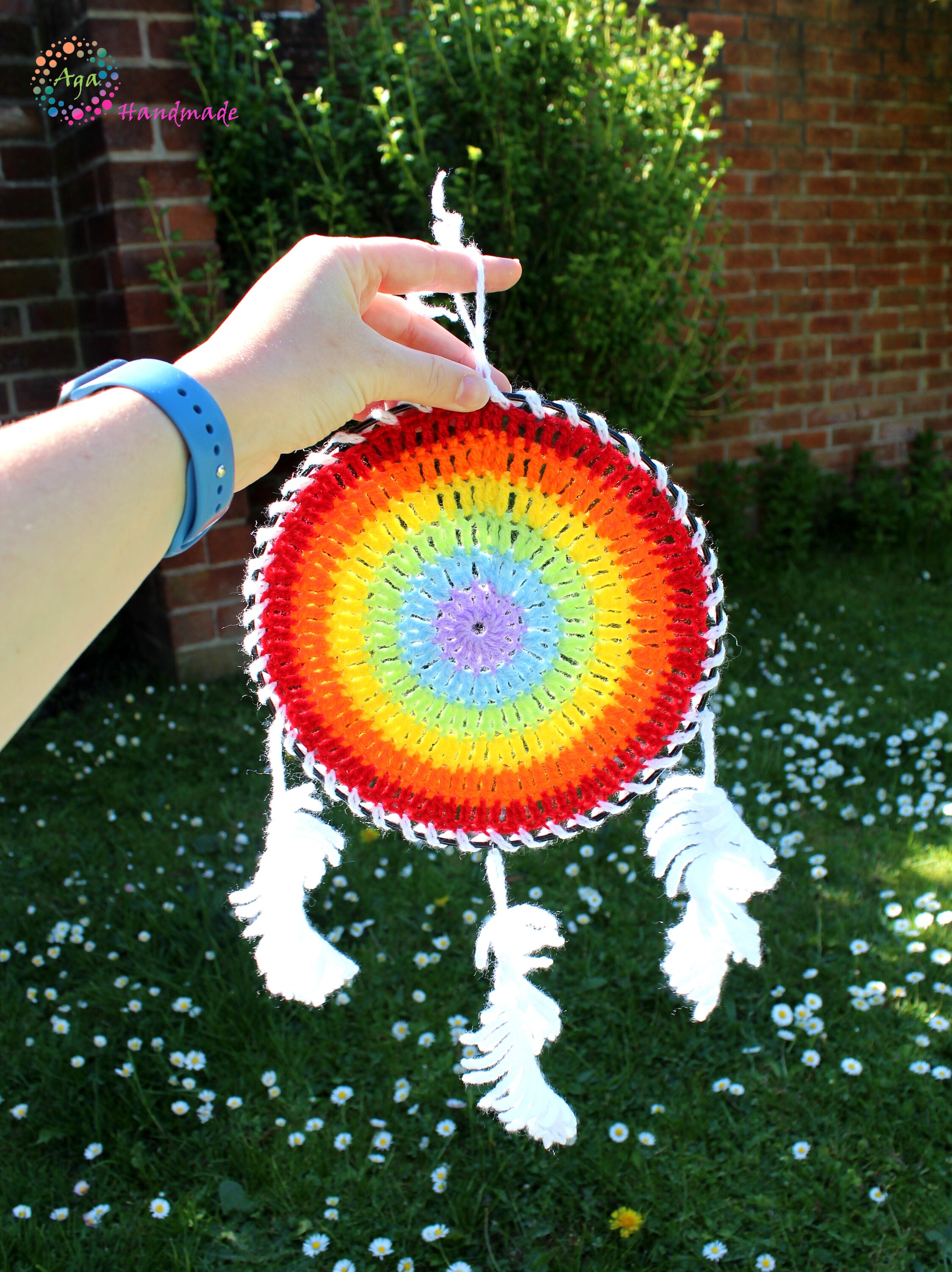 Rainbow Dream Catcher Crochet Dream Catcher Yarn Dream Etsy