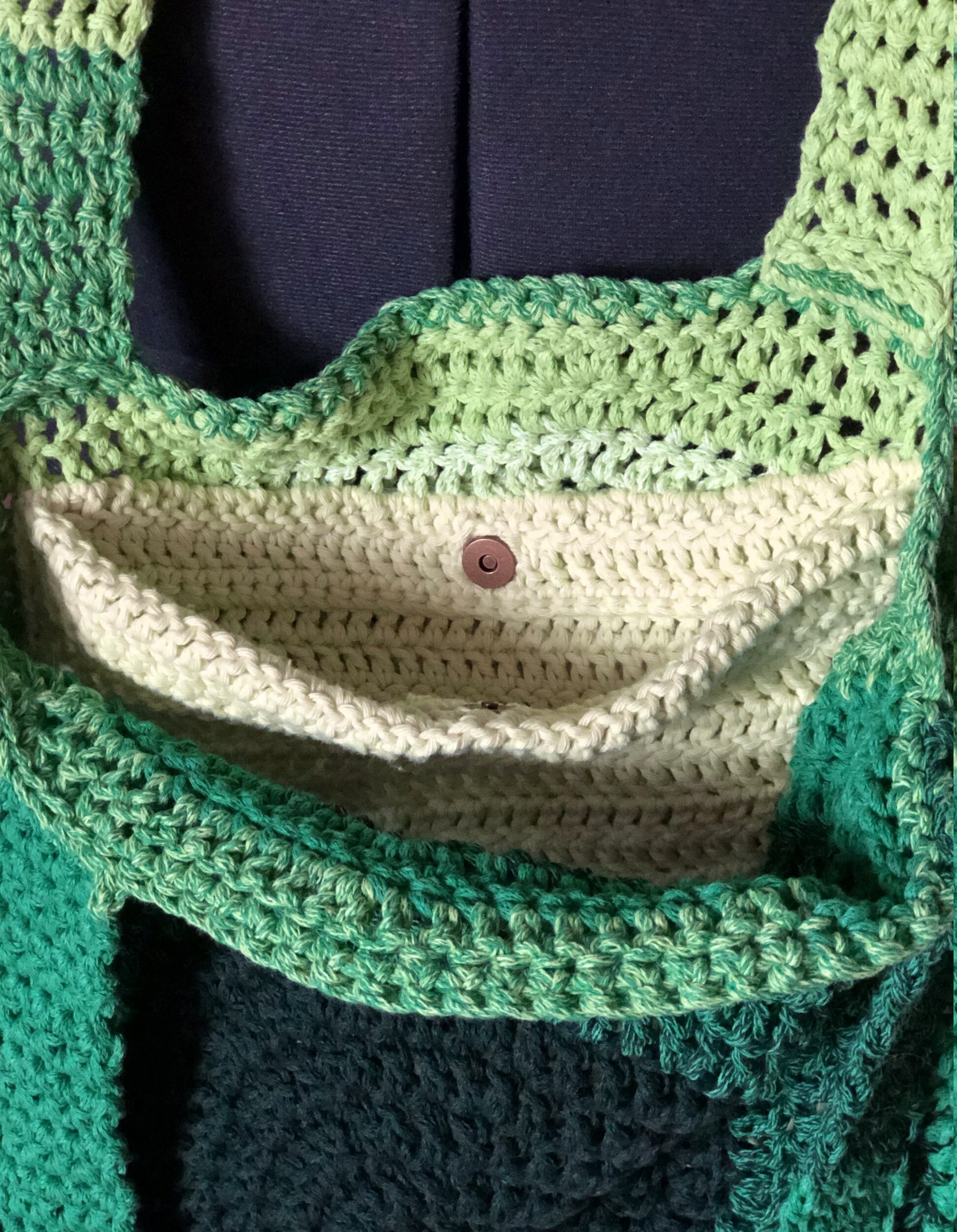 Round Crocheted Bag 2sided Shopper D37cm Cord Yarn 80 Cotton Etsy