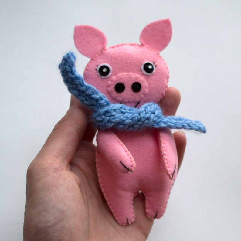 Felt pig PDF pattern pink pig ornament Etsy