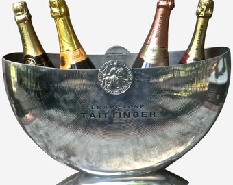 SEAU A CHAMPAGNE ice Bucket TAITTINGER VINTAGE DESIGN ALUMINIUM Argit RARE