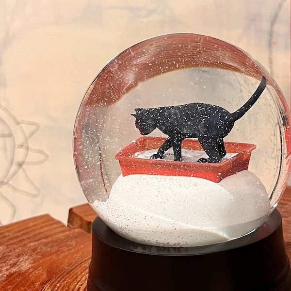 Black Kitty Litter Snow Globe