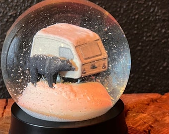 Home Sweet Home Camper Snow Globe (With Bear)