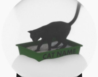 Personalized Black Kitty Litter Snow Globe