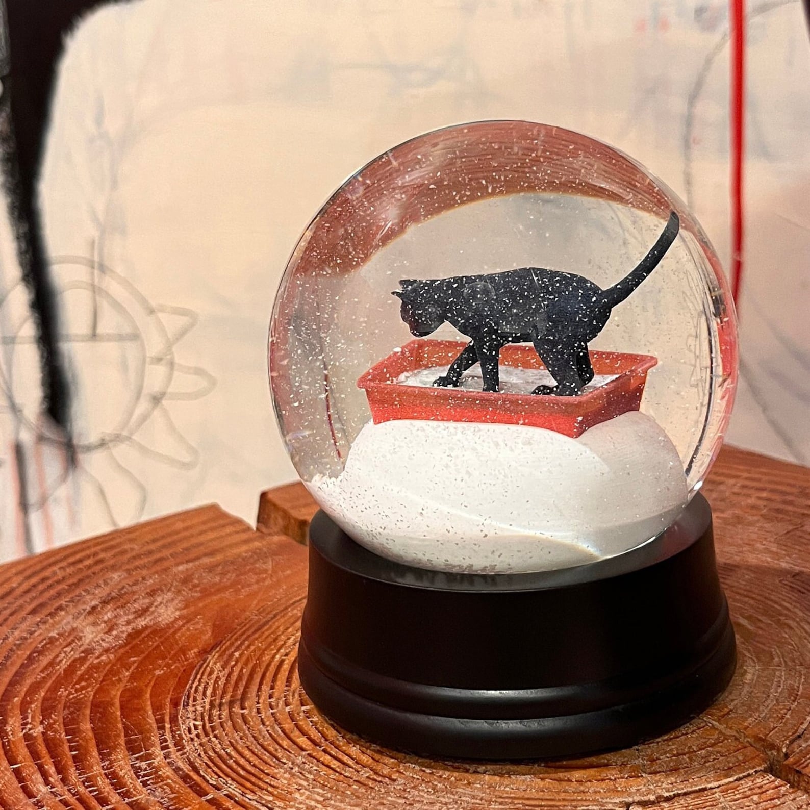 Black Kitty Litter Snow Globe Etsy